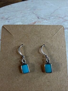 Vintage Navajo Indian 925 Sterling Silver Turquoise Dangle Earrings